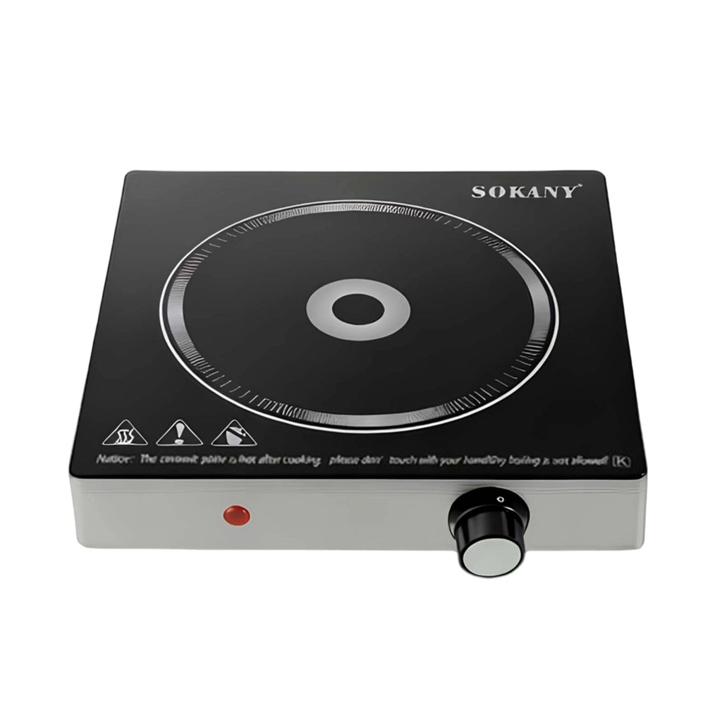 Piastra di Cottura Infrarossa 2000W per Tutti i Fuochi 5 Livelli di Potenza Regolabile Nero / Argento Sokany