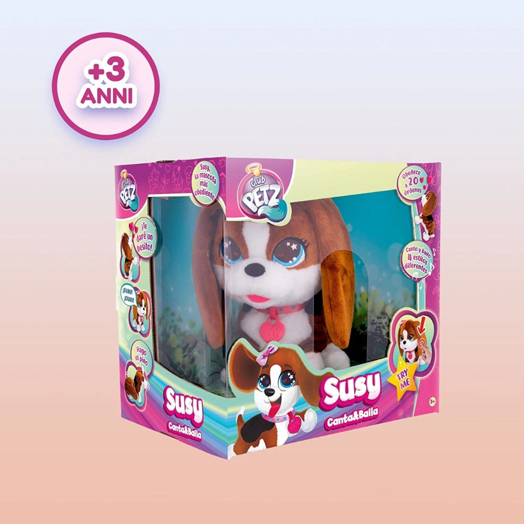 CLUB PETZ Susy, Divertente e Morbido Cagnolino di Peluche che Canta, Balla e Risponde a +20 Comandi Vocali, Giocattolo R