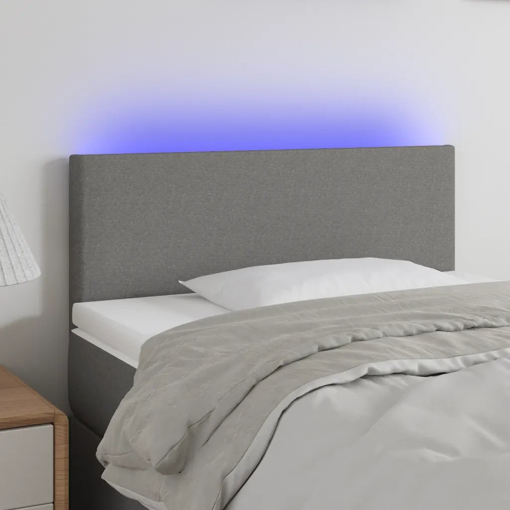 Testiera a LED-Testata con LED Grigio Scuro 90x5x78/88 cm in Tessuto 414897