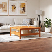 Tavolino da Salotto-Tavolino da soggiorno-Tavolo Marrone Cera Legno Massello di Pino 484167