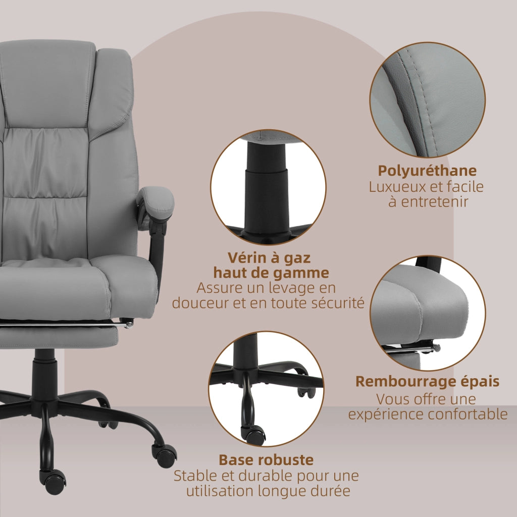 Poltrona massaggiante reclinabile con poggiapiedi ¨C zephmum ¨C Grigio, Tessuto, Girevole