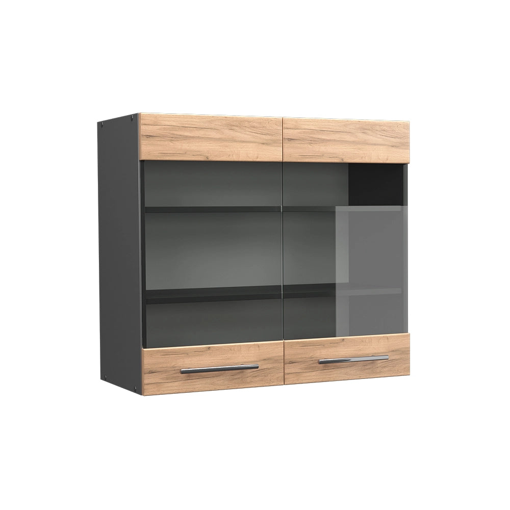 Mobile da cucina in vetro Fame-Line Rovere dorato/Antracite 80 cm Vicco