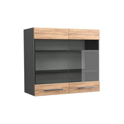 Mobile da cucina in vetro Fame-Line Rovere dorato/Antracite 80 cm Vicco