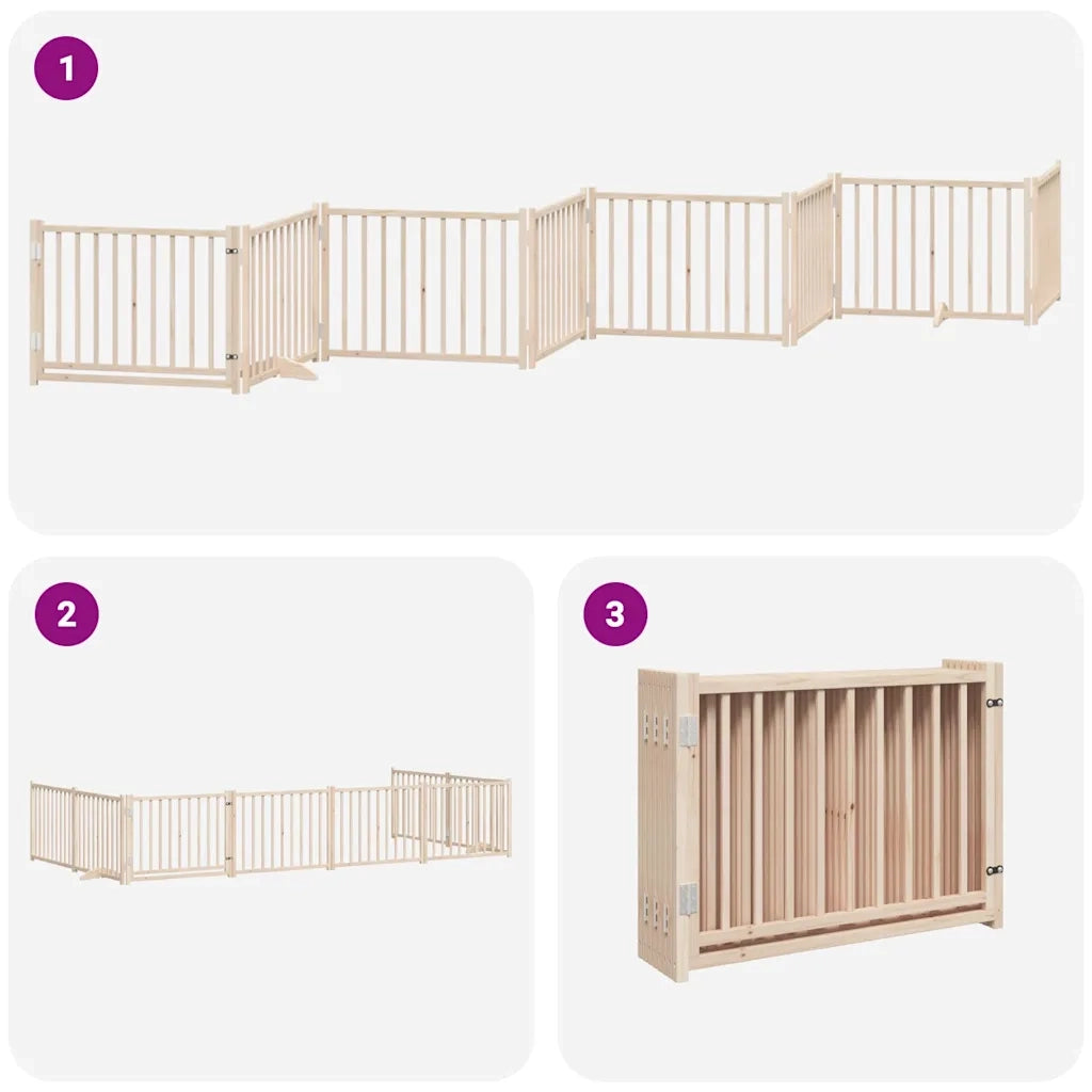 Cancello per Cani Porta Pieghevole 8 Pannelli 640 cm in Pioppo CFW2073353