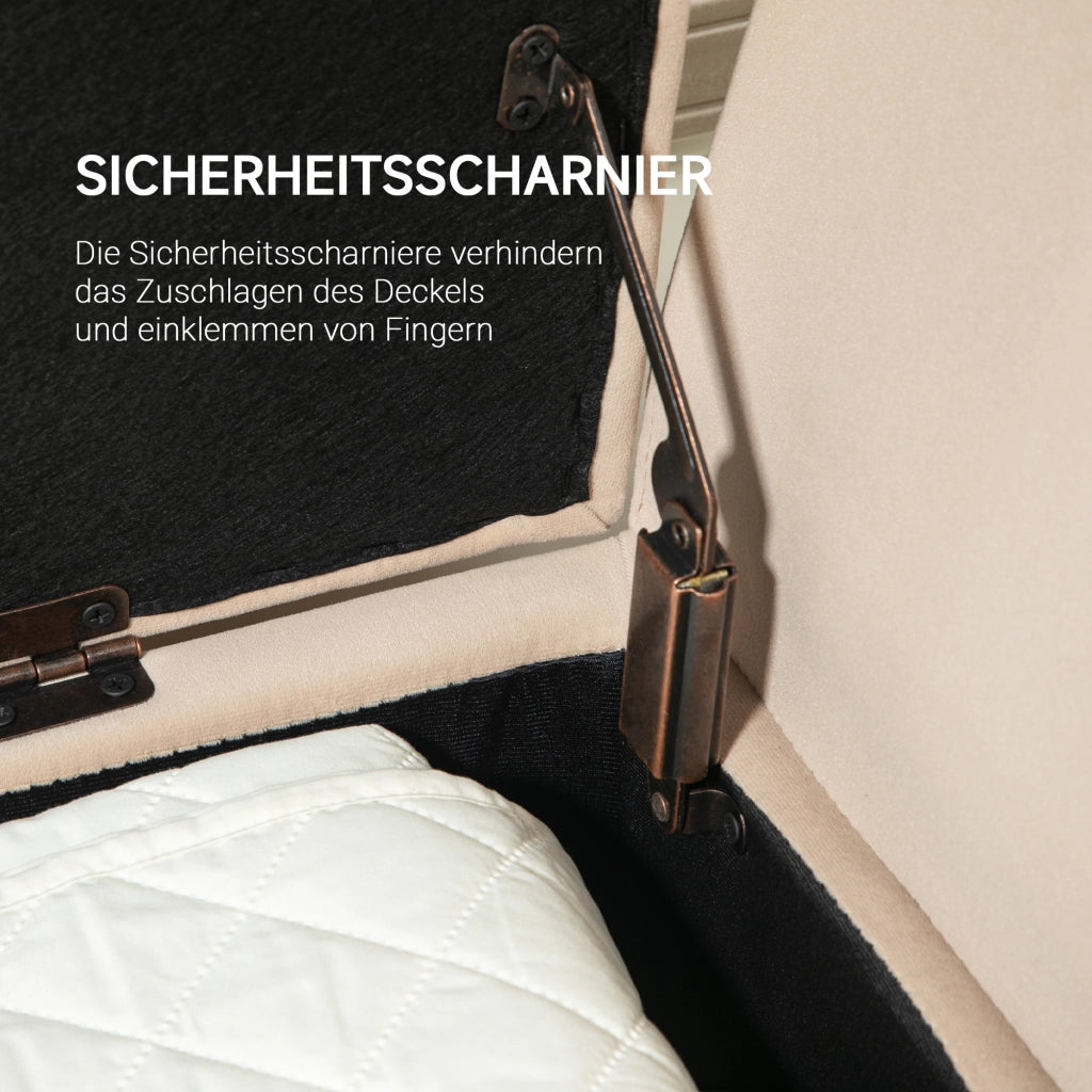 Divanetto con contenitore e braccioli ¨C zephmum ¨C velluto beige 107x42x65 cm