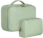 Borsa cosmetici per donne, 2 pezzi, acqua resistente, grande, nera (verde)