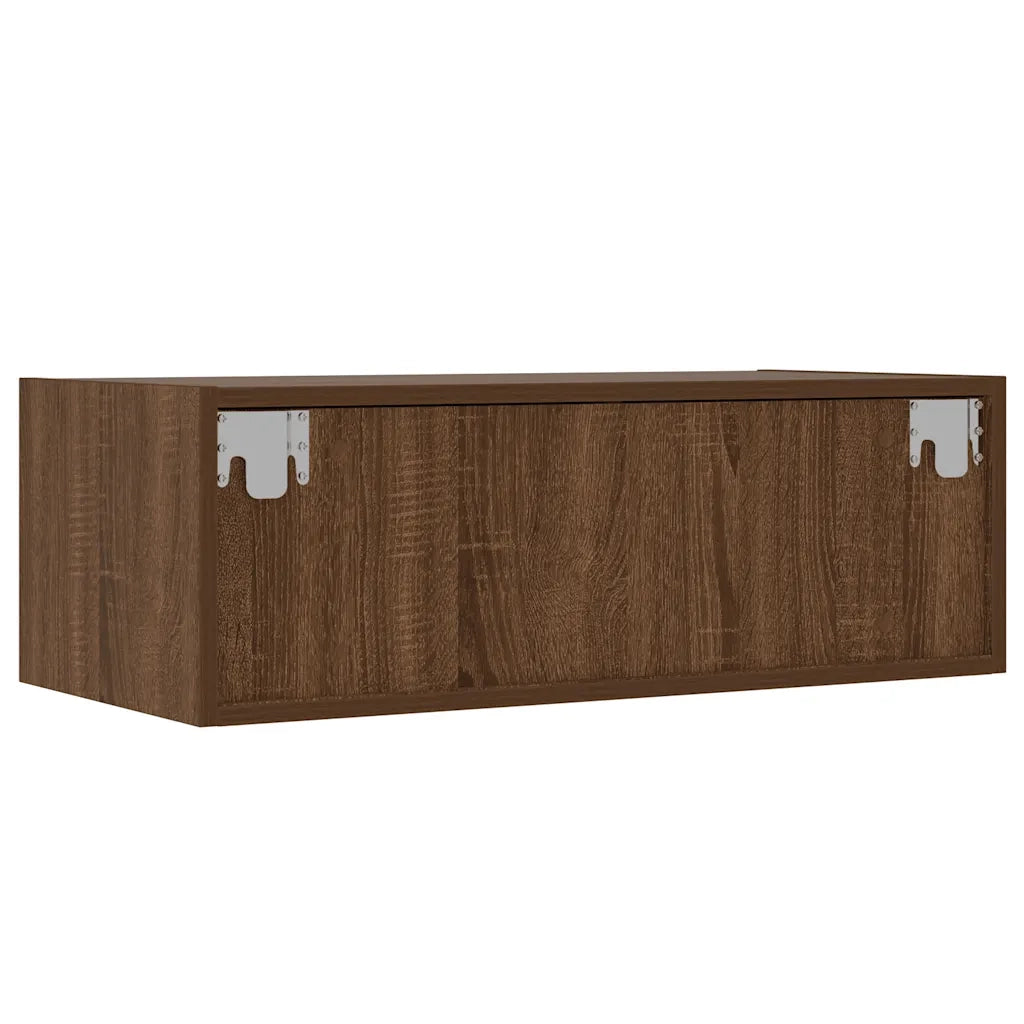 vidaXL Mobile Porta TV con Luci LED Rovere Marrone 75x35,5x25 cm