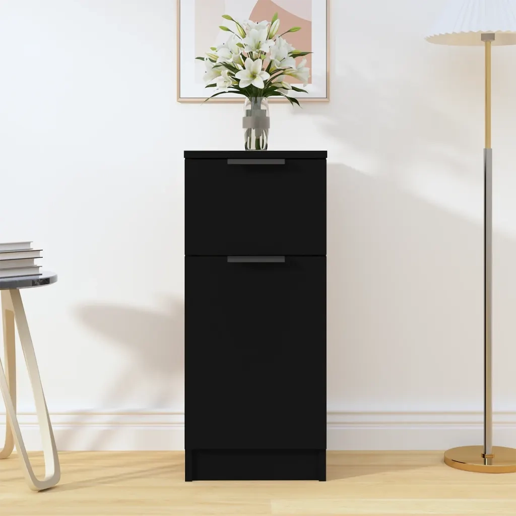 Credenza | Madia | Buffet da pranzo | Armadio da pranzo Nera 30x30x70 cm in Legno Multistrato