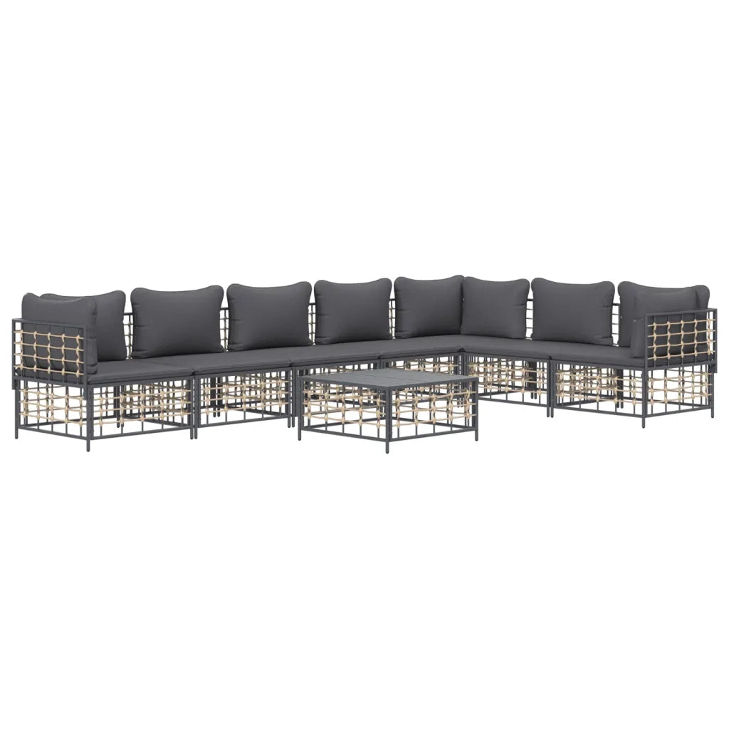 Set Divani da Giardino 8 pz con Cuscini Antracite in Polyrattancod mxl 125182