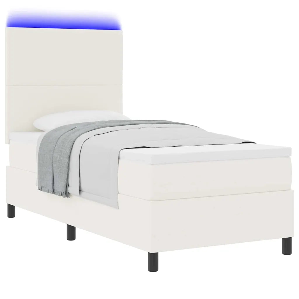 Letto a Sorgente LED con testiera Crema e Bianco 80 x 200 cm 3337621