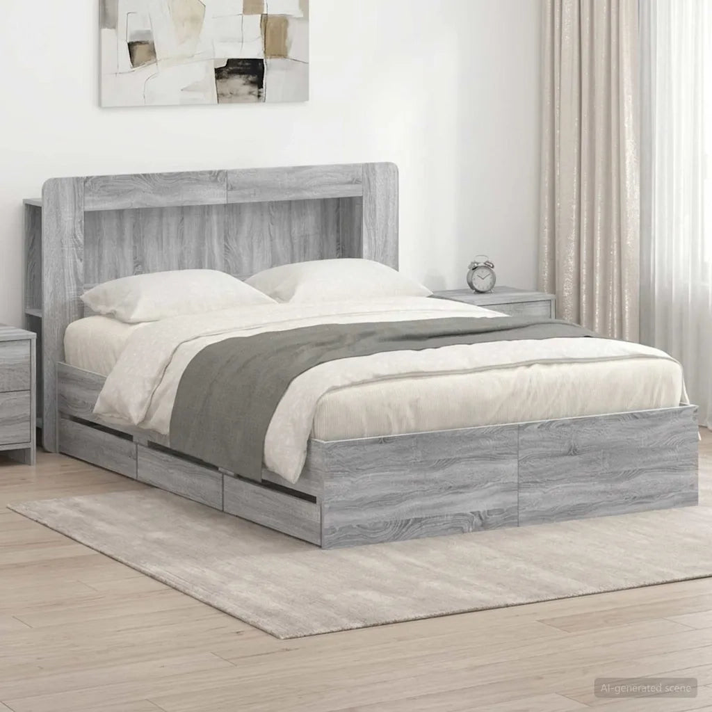 Telaio del letto con storage Sonoma grigio 160 x 200 cm 3434060