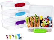 Borsa pranzo per bambini con contenitori, piccola scatola per snack a 4 parti, 10 forchette, per ragazze e ragazzi | Borsa pranzo per bambini | Scatola per snack a 4 parti, borsa pranzo per scuola/lavoro/pic-nic/viaggio