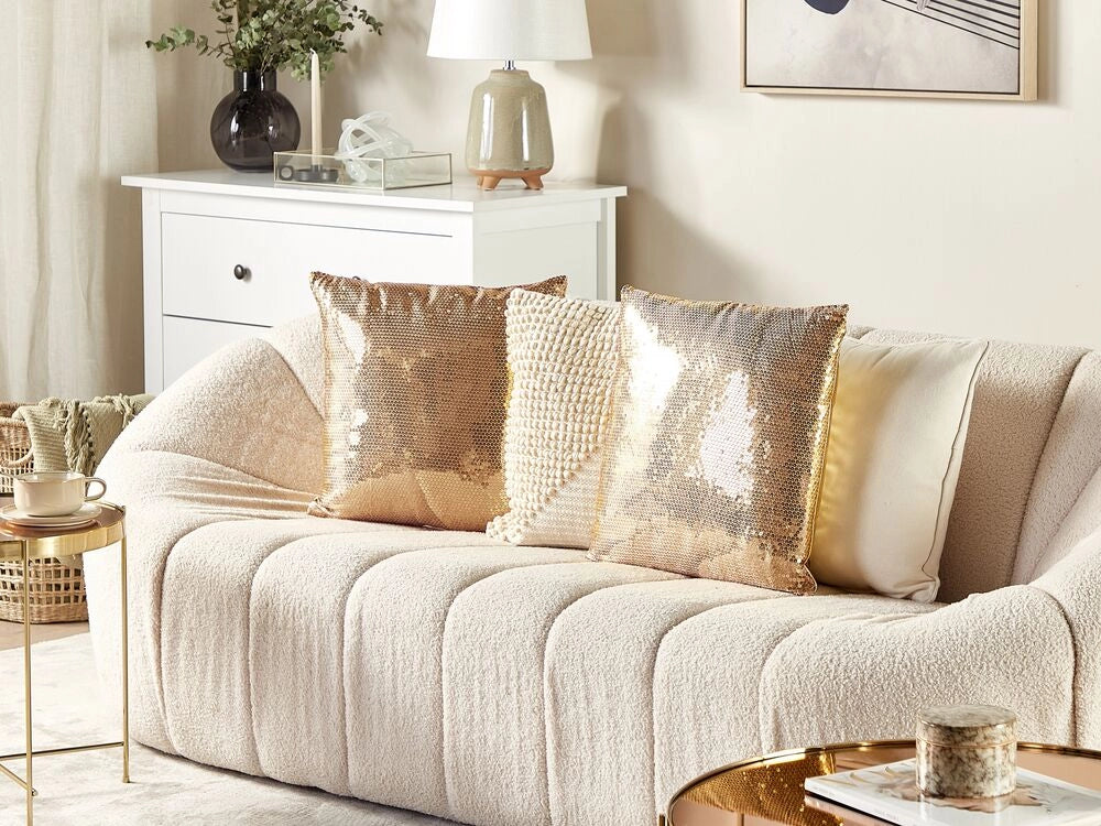 Set di 2 cuscini decorativi con paillettes dorate 45 x 45 cm Glitter