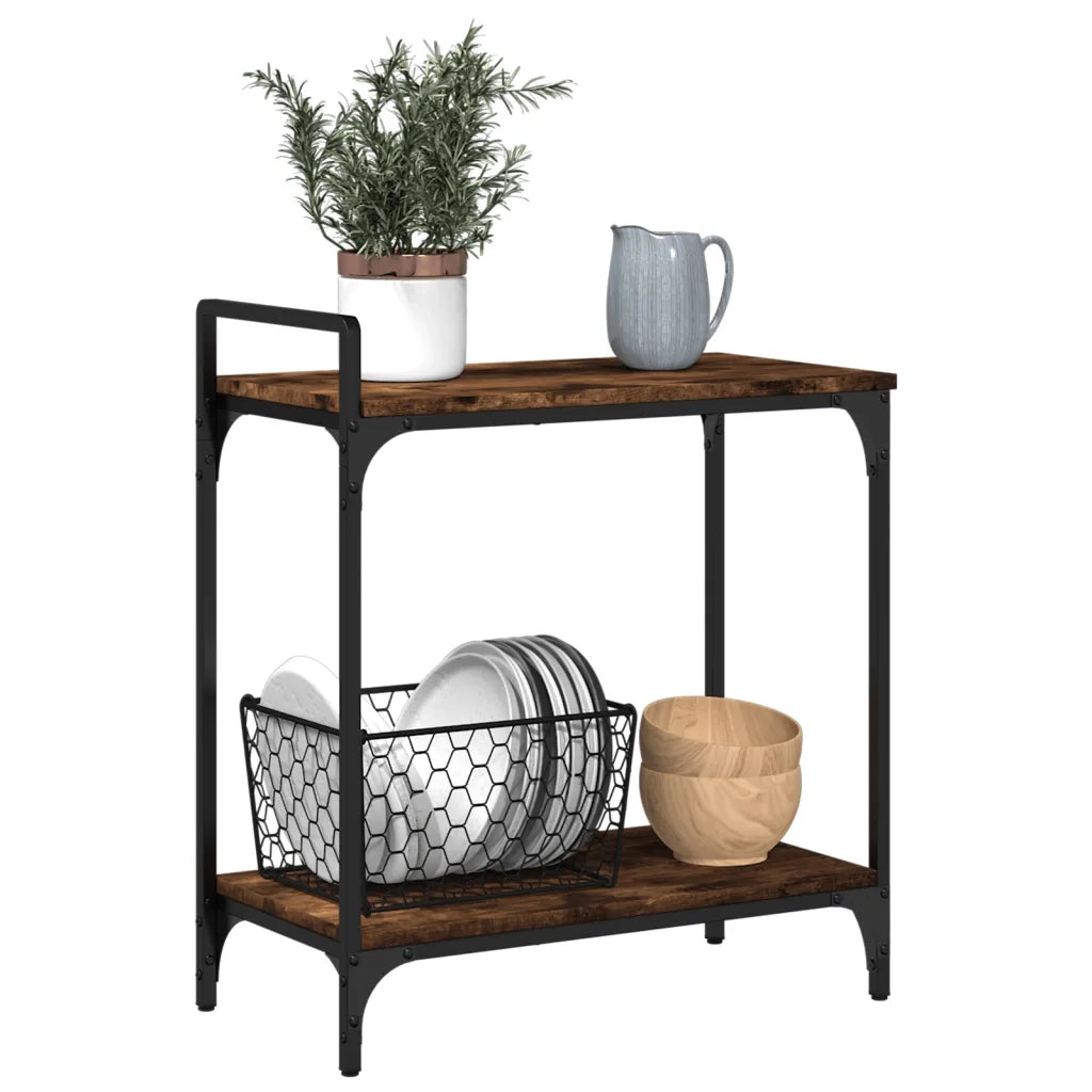Carrello da Cucina Rovere Fumo 60,5x31x72,5cm Legno Multistrato
