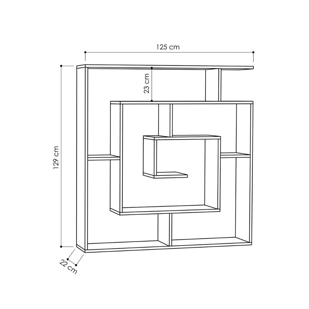 Libreria Moderna 129x125x22 cm in MDF Labirent Light Mocha