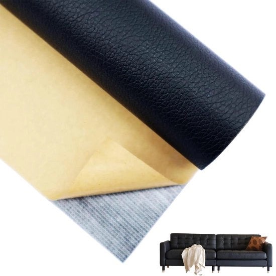 Patch di riparazione per pellicola in pelle - patch di riparazione interno - nero - 60 x 200 cm.