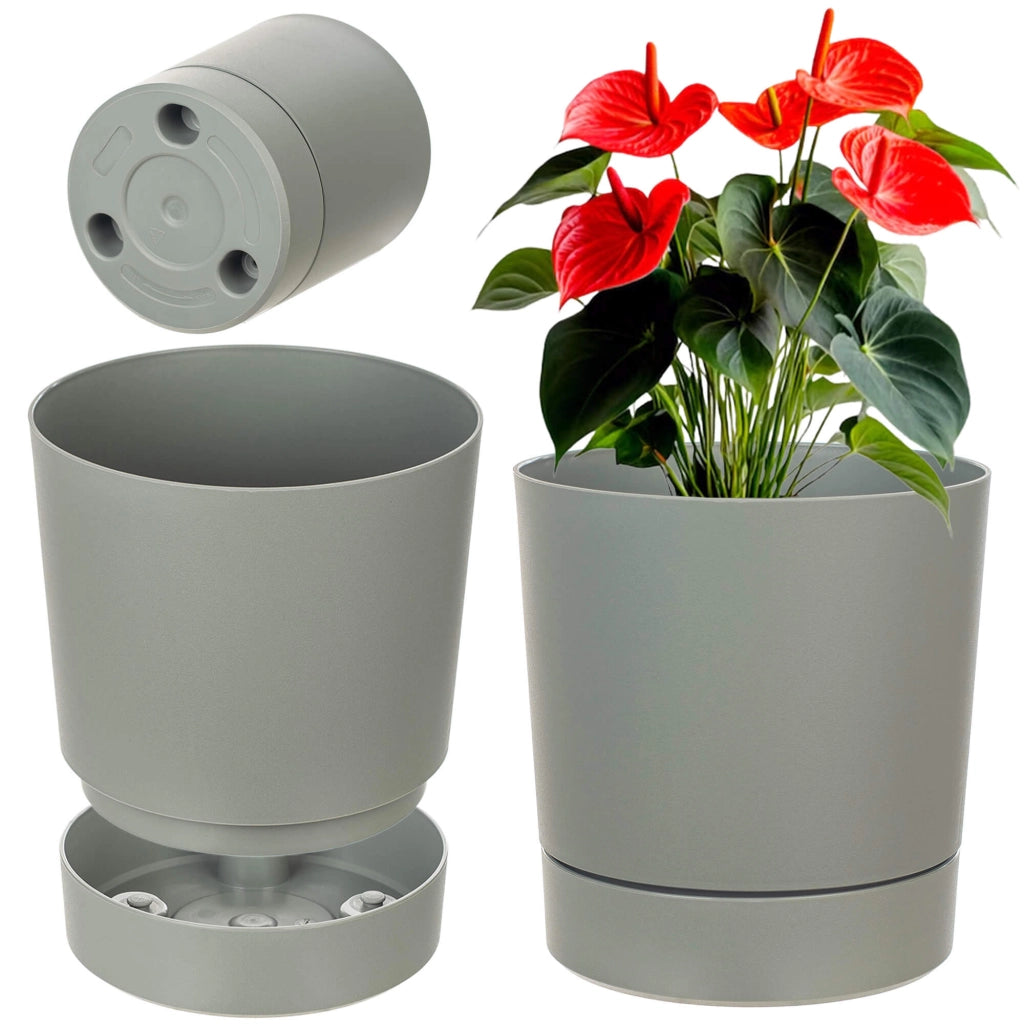 Vaso da fiori KADAX con supporto, rotondo, in plastica, 34,5 cm