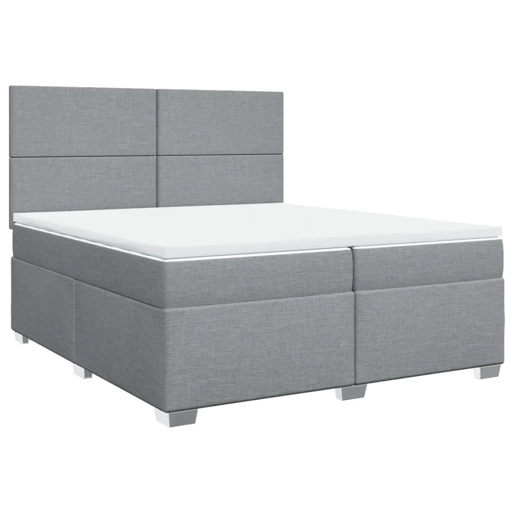 vidaXL Giroletto a Molle con Materasso Grigio Chiaro 200x200cm Tessuto