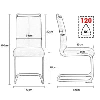 Set di 4 sedie da pranzo a sbalzo, struttura in metallo cromato, schienale in pelle artificiale PU, Nero