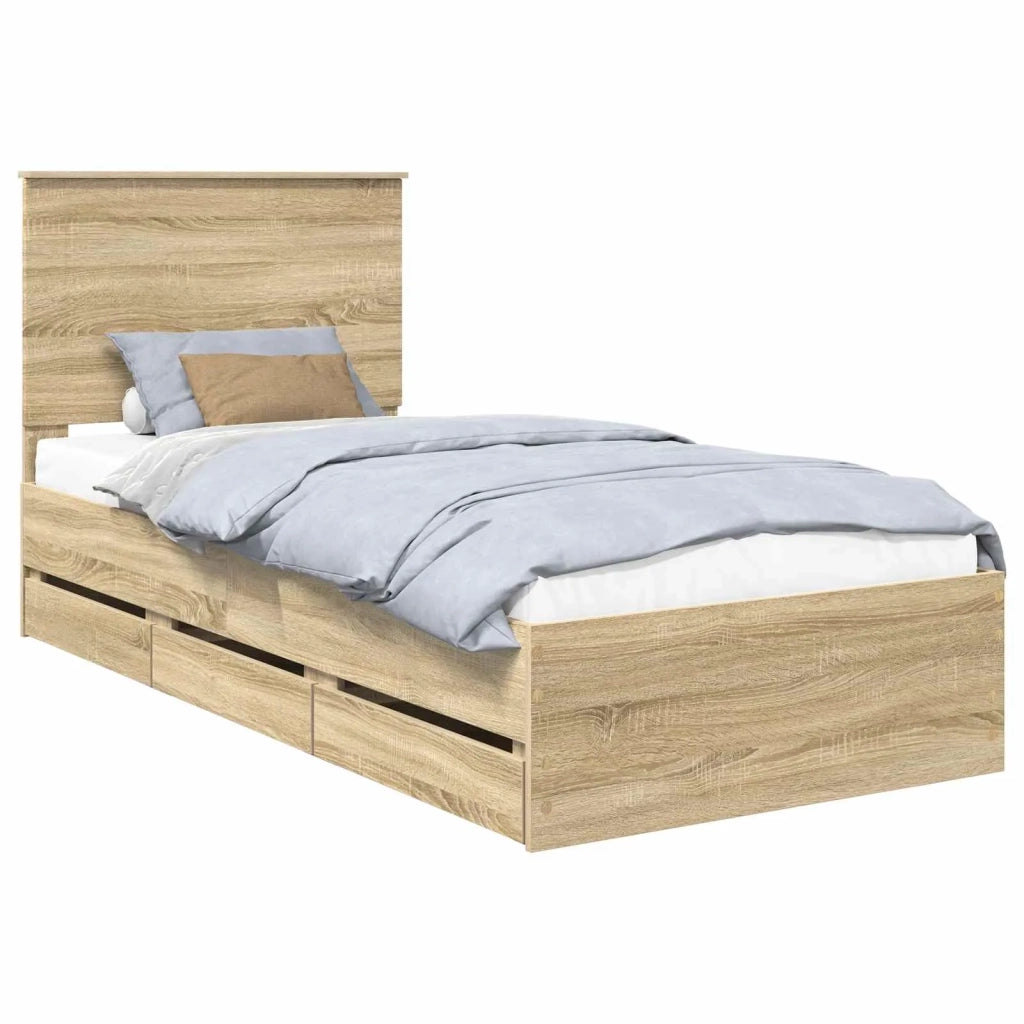 Struttura del letto con cassetto Rovere Sonoma 75 x 190 cm