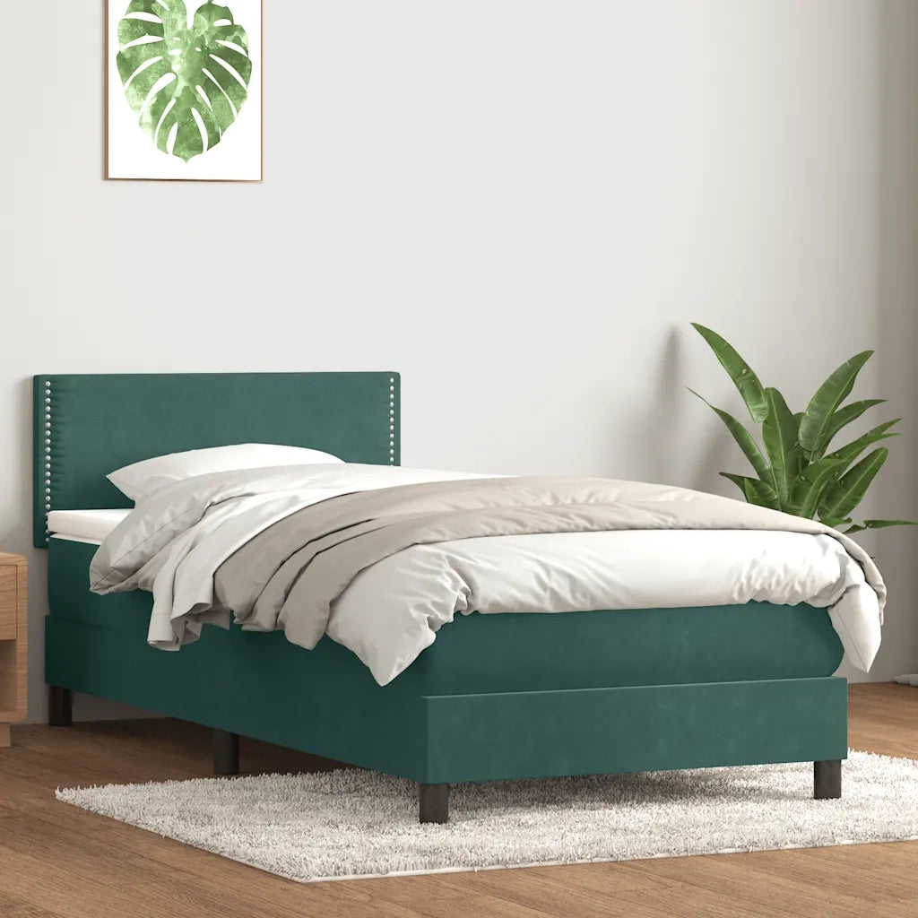 Giroletto a Molle con Materasso Verde Scuro 80x220 cm Velluto 3316140