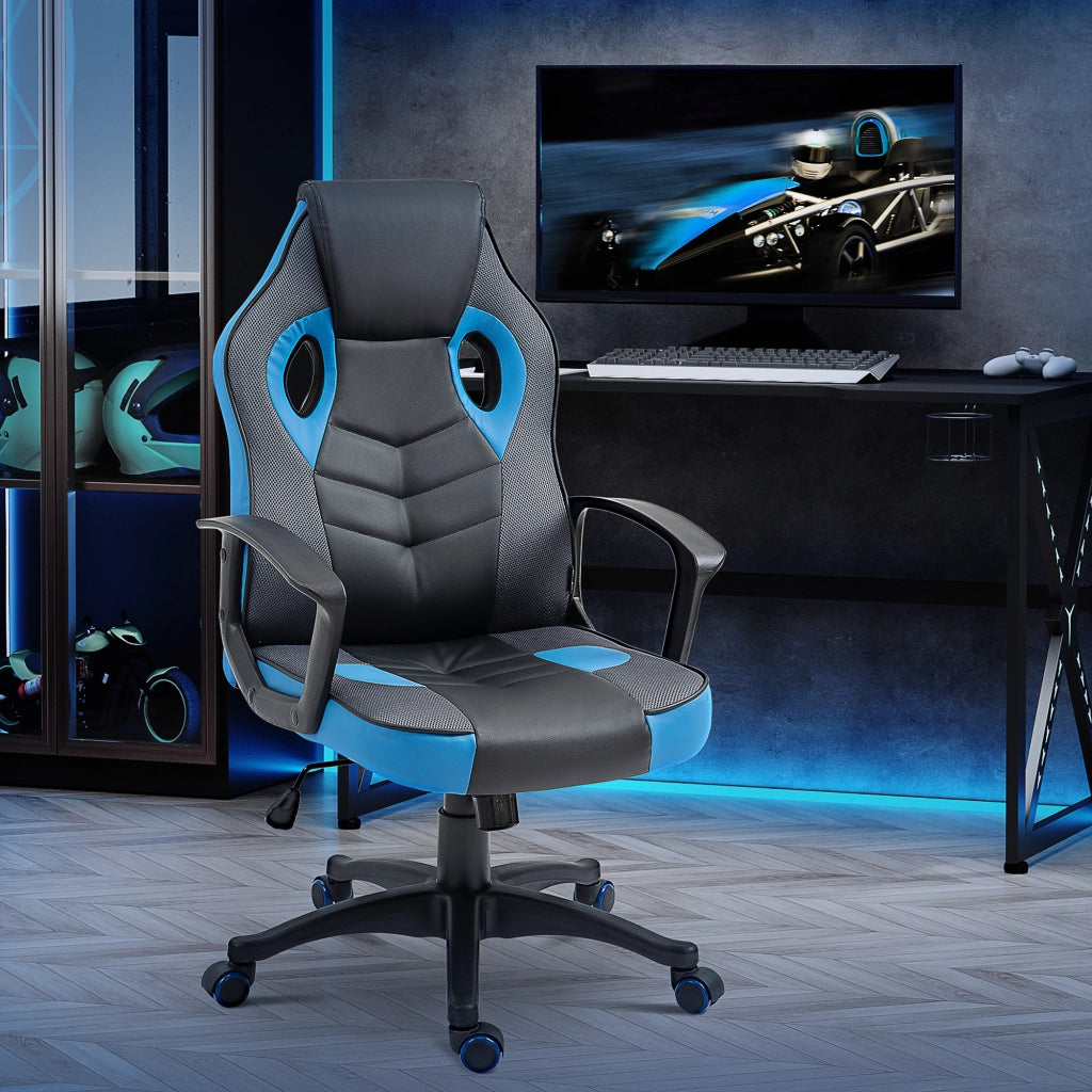 Sedia da Gaming Poltrona da Ufficio Girevole con Rotelle in Similpelle