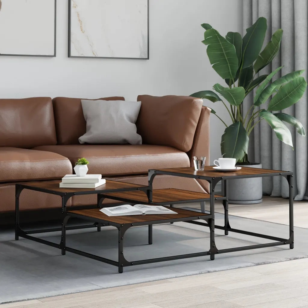 Tavolino Salotto Rovere Marrone 107x107x40 cm Legno Multistrato 837756