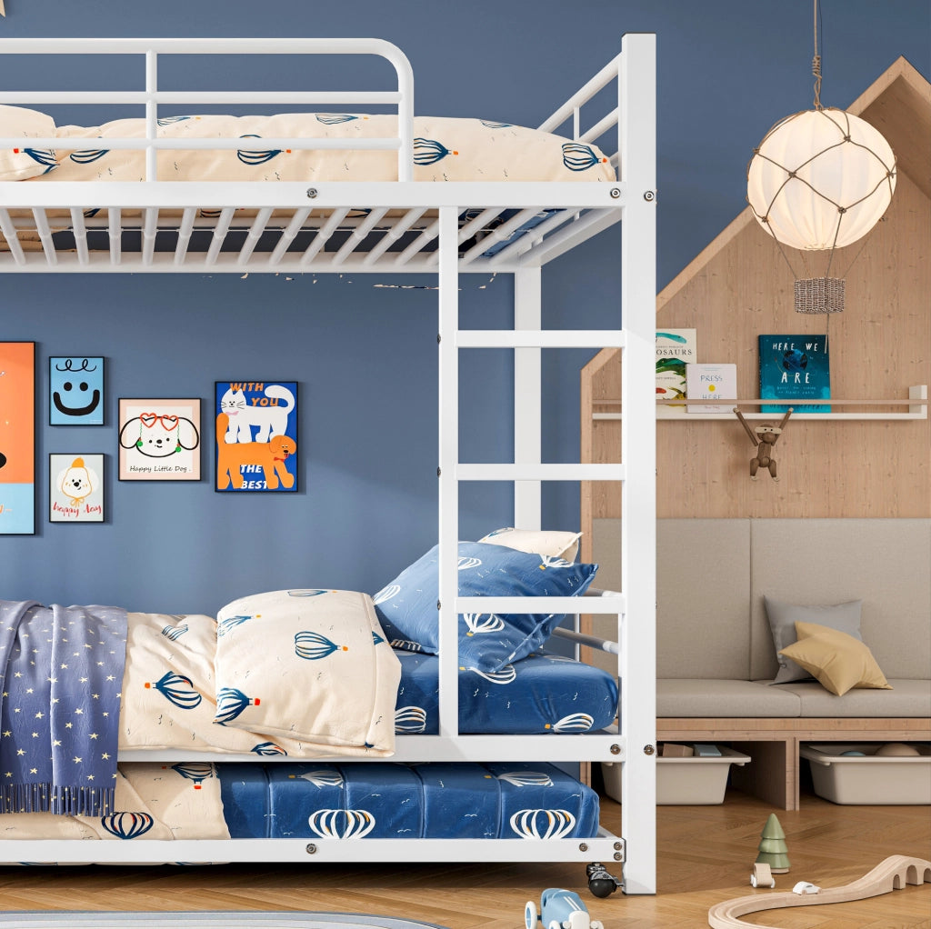 Letto a castello in metallo con letto estraibile, sicurezza e risparmio di spazio