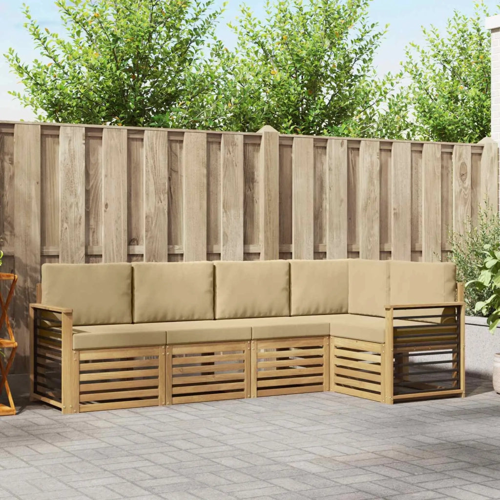 Set di divani da esterno 5 pcs Bianco e Beige
