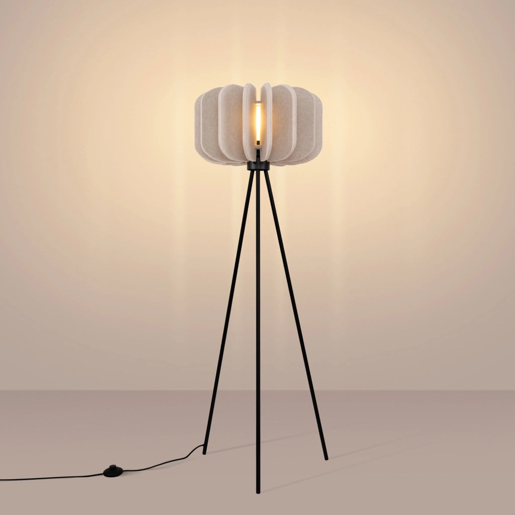 Lampada da terra treppiede in feltro beige E27 BARDEO