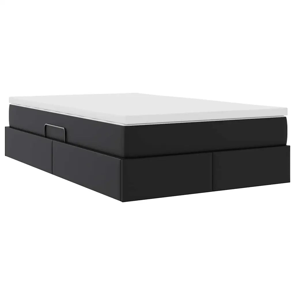 Letto con contenitore e materasso Nero 120 x 200 cm