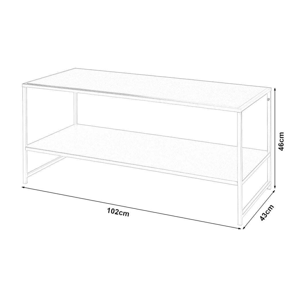 Tavolino/consolle/tavolino laterale per soggiorno acciaio 102 x 43 x 46 cm bianco opaco 03_0010780
