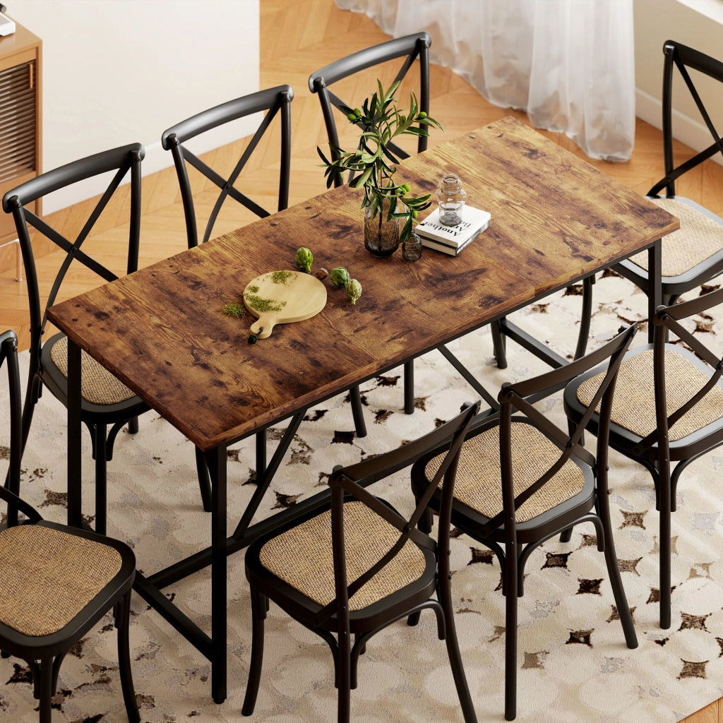 Tavolo da pranzo rettangolare allungabile 6-8 persone ¨C Xylo ¨C Legno effetto noce gambe metallo 180x80x75,5cm