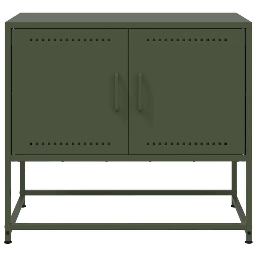 Mobile TV Verde Oliva 68,5x39x60,5 cm in Acciaio 846474