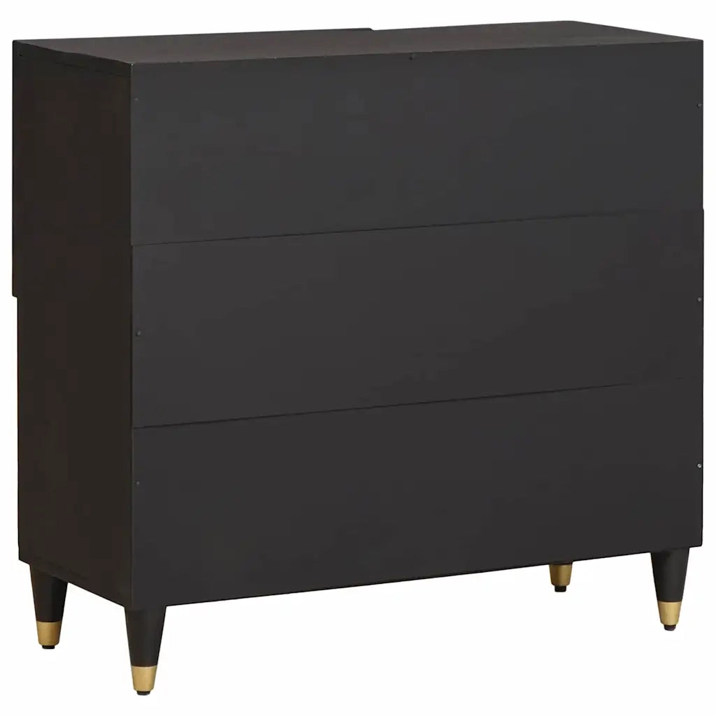 Credenza con porta Nero 80 x 33 x 75 cm Legno di mango massello