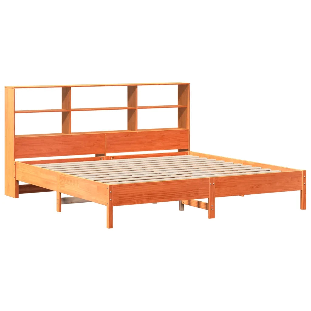 vidaXL Letto Libreria senza Materasso Marrone Cera 200x200 cm in Pino