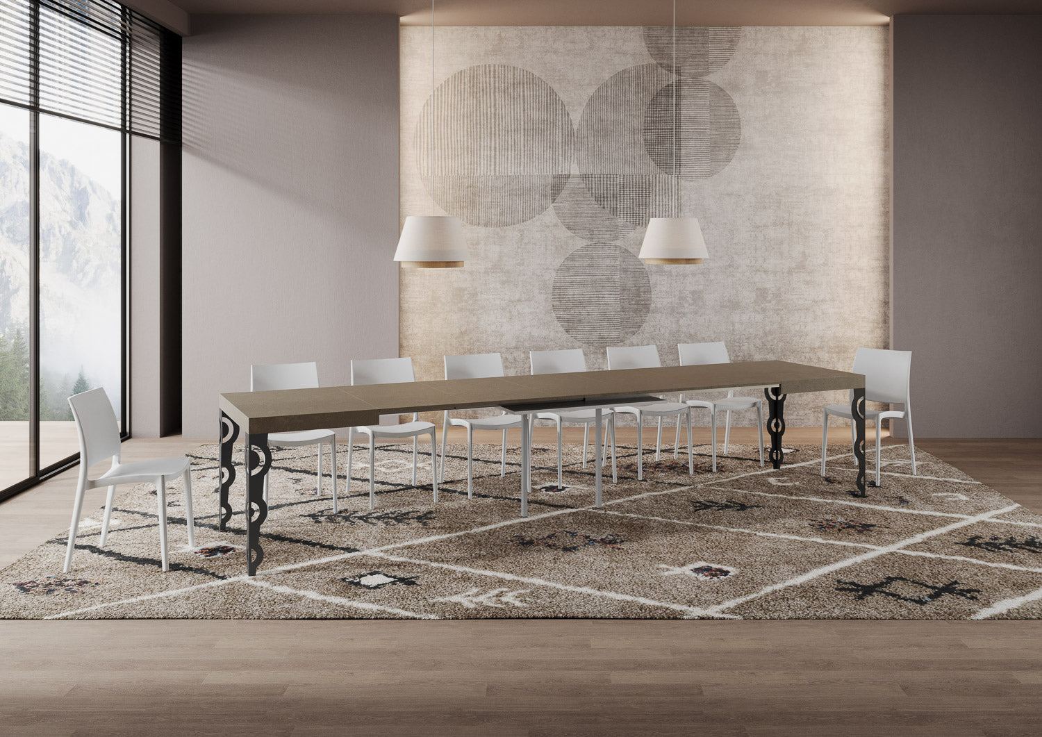 Tavolo Allungabile 120/380x90 cm Karamay Tortora Gambe Antracite