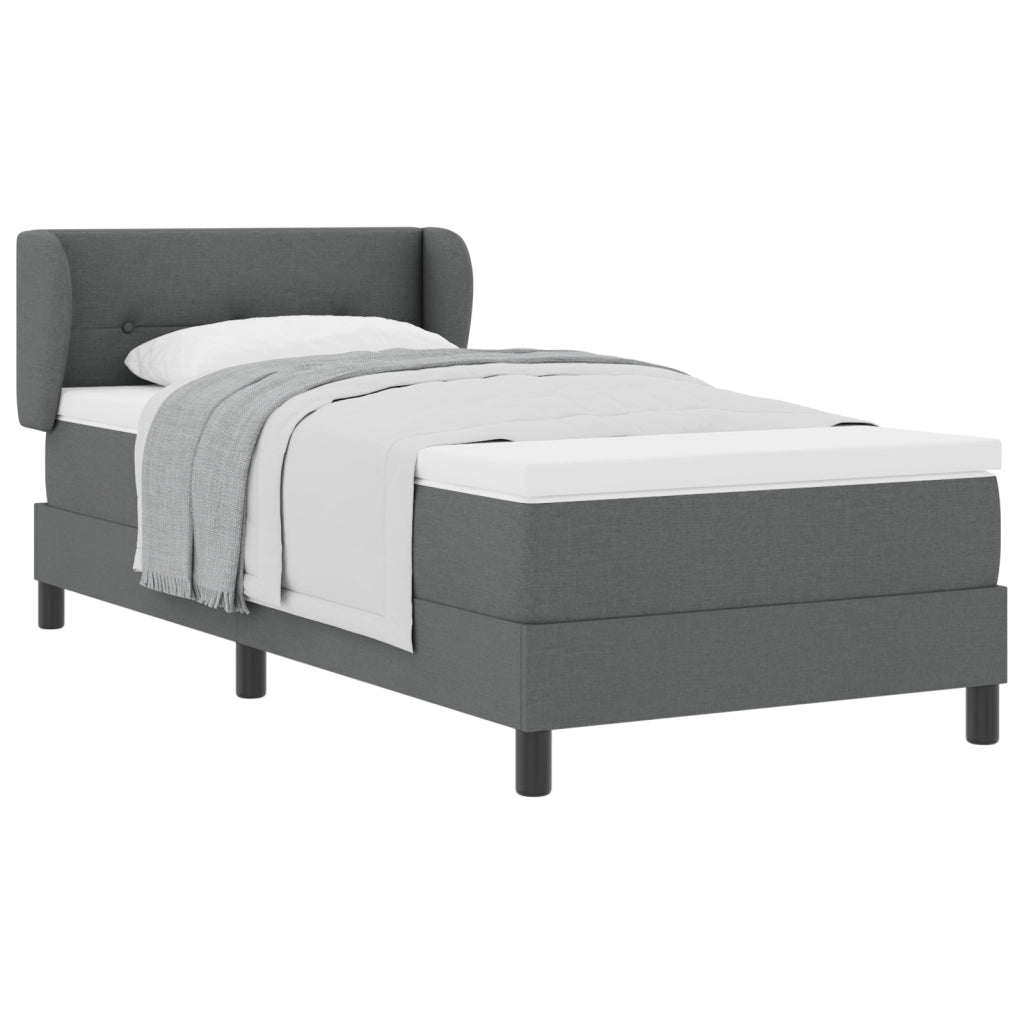 Letto Box Spring con Materasso Grigio Scuro, 90x190 cm, Tessuto