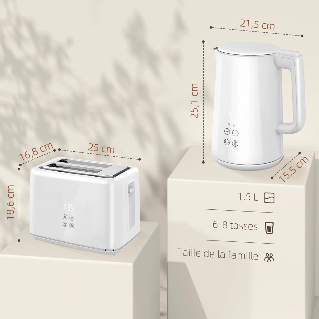 Bollitore e Tostapane ¨C zephmum ¨C Inox 1.5L 2200W Tostapane 2 Fette Crema