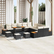 Set Divano da Giardino 14 pcs Nero polyrattan
