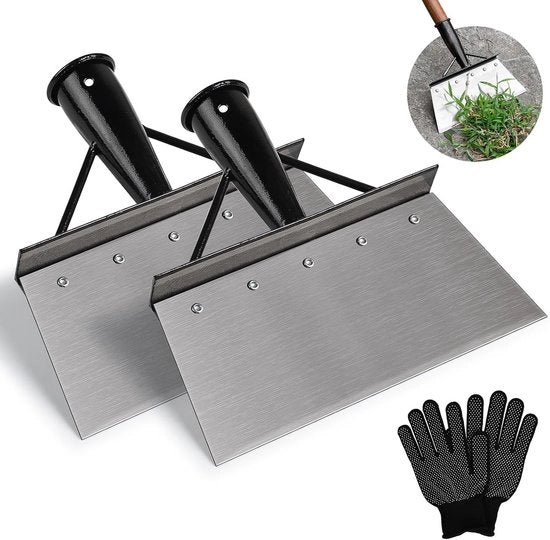 Scopa multifunzionale per giardino 21 cm con lamella di risciacquo in acciaio manganese (2 pezzi) con guanti