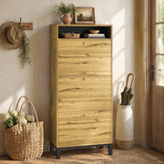SCARPIERA salvaspazio 63x24x147 cm MDF naturale con 3 ribalte