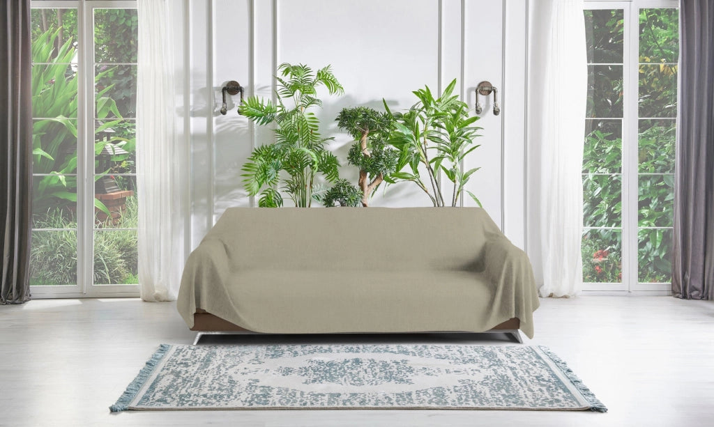 Telo Arredo Coprittutto Copridivano in Cotone Tortora 270x300 cm