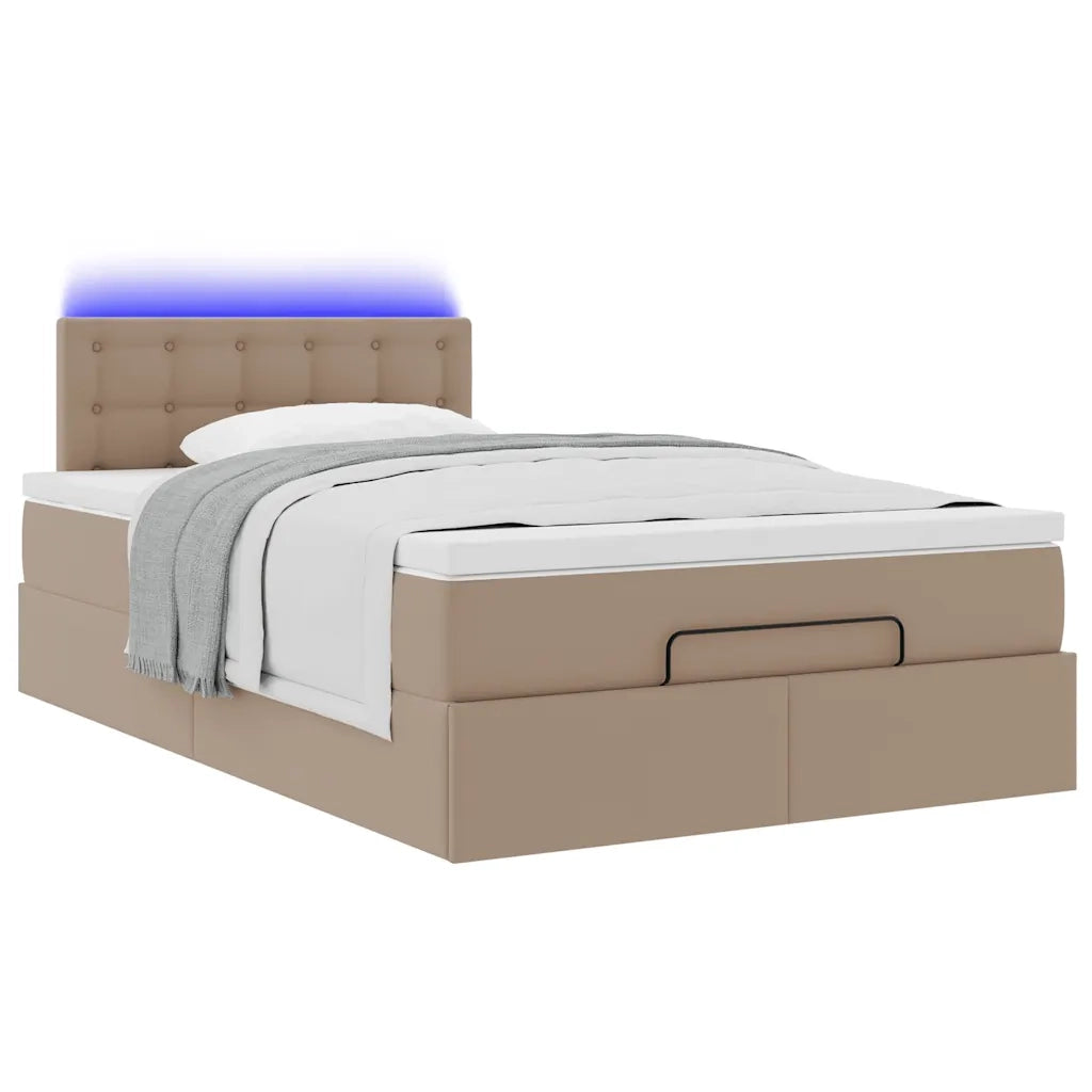 Pouf Letto con Materassi e LED Cappuccino 120x190 cm Similpelle 3312146