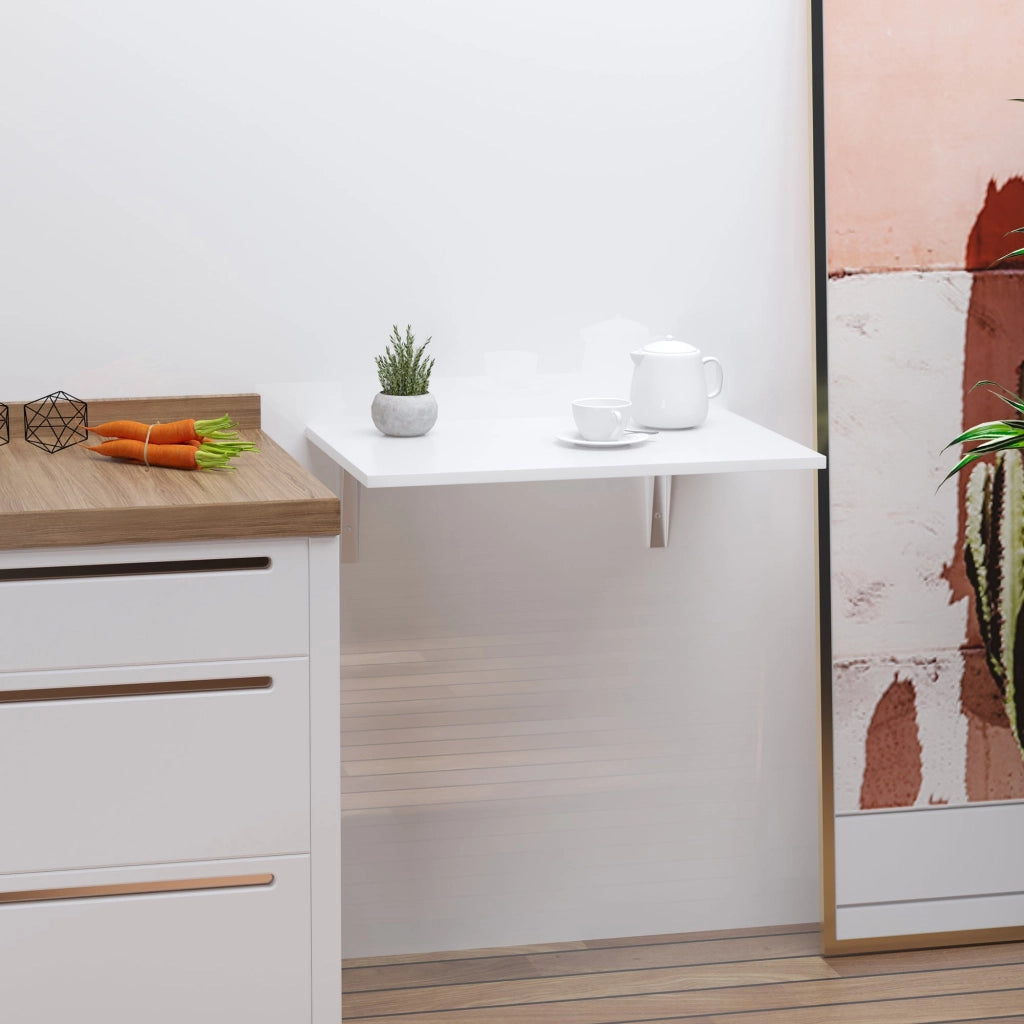 Tavolino da Parete Pieghevole Salvaspazio 60x40x20 cm in MDF Bianco