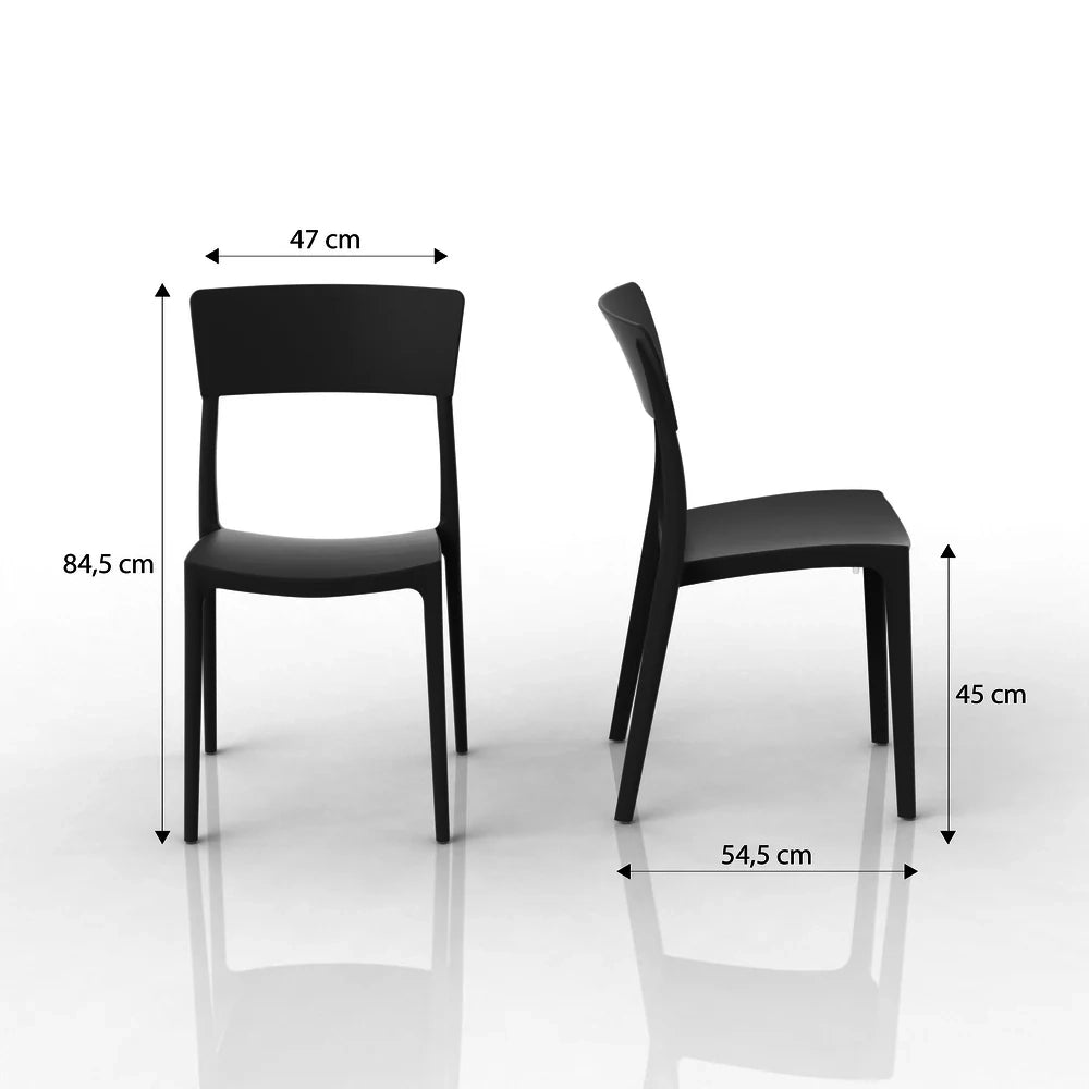 Set 4 Sedie in polipropilene Made in Italy ZEN, impilabile, resistente ai raggi UV, design moderno, ideale per sala da pranzo, cucina, sala d’attesa, bar, ristoranti o da esterno, colore Antracite
