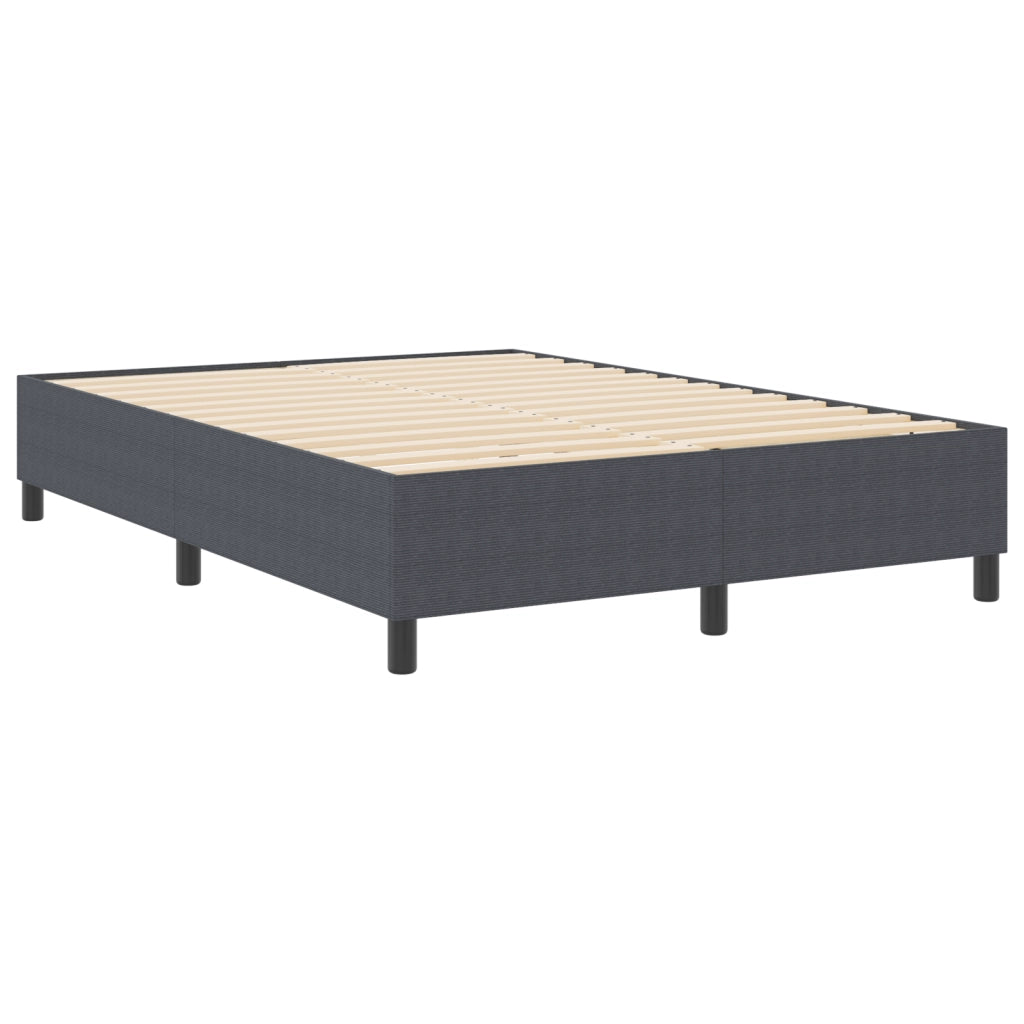 Letto Box Spring Grigio Scuro 140x200 cm Tessuto a Coste