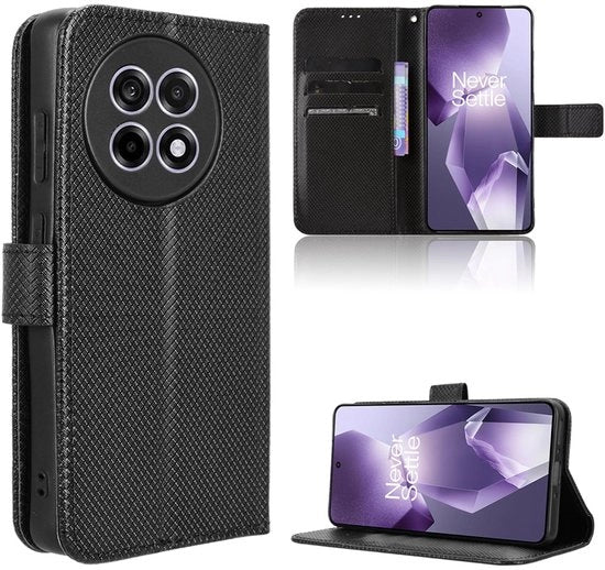 Coprioggetto premium magnetico - Flipcase - Fibra di carbonio - Nero - Adatto per OnePlus 13R - Resistenze agli urti - Copritelefono