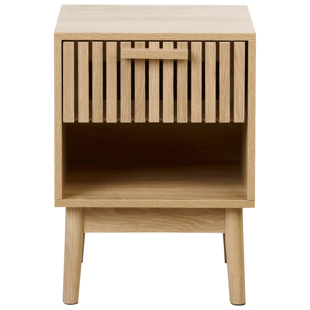 Comodino Legno chiaro MDF Gambe in legno di pino 1 cassetto portaoggetti 1 ripiano Design moderno scandinavo Camera da letto