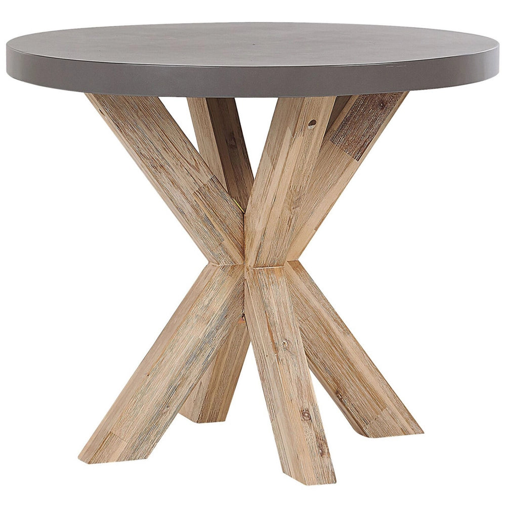 Tavolo da Pranzo da Giardino con Piano in Cemento in Legno di Acacia ø 90 cm